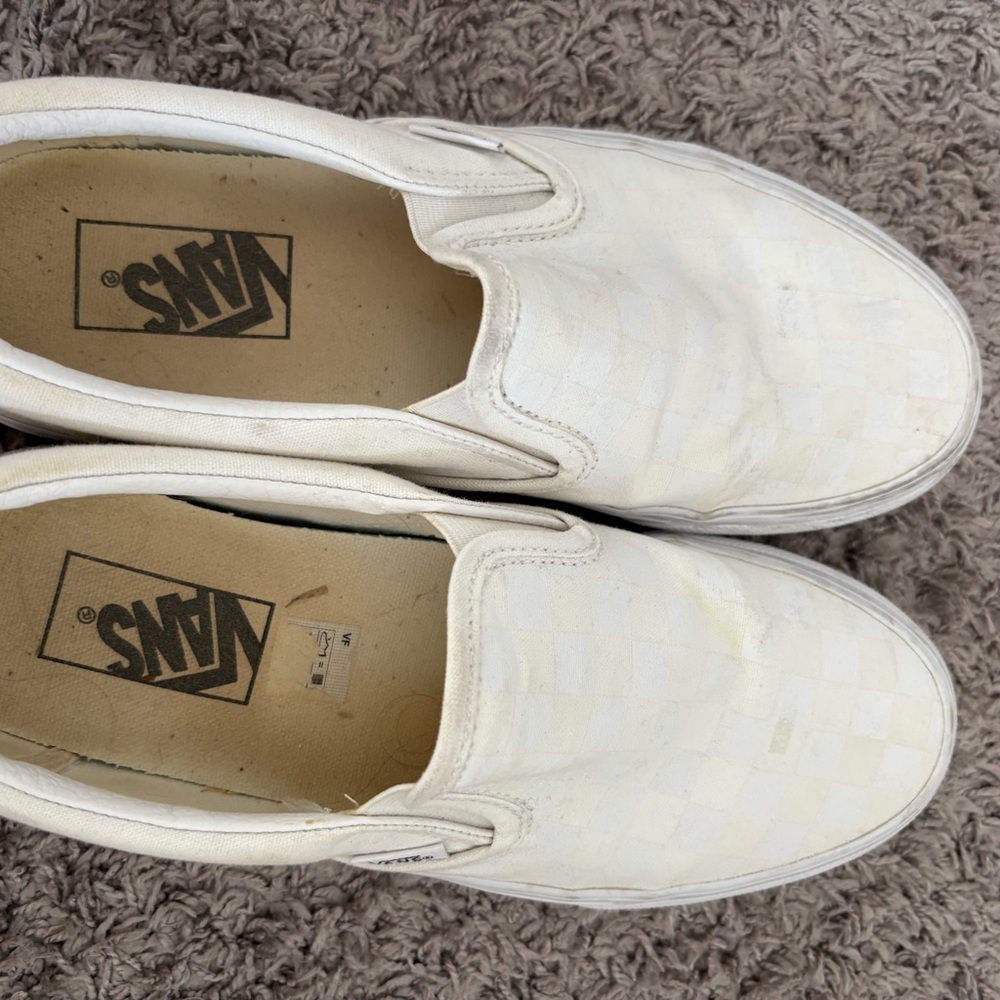 Vans Ivory Checkered Slip-On Shoes